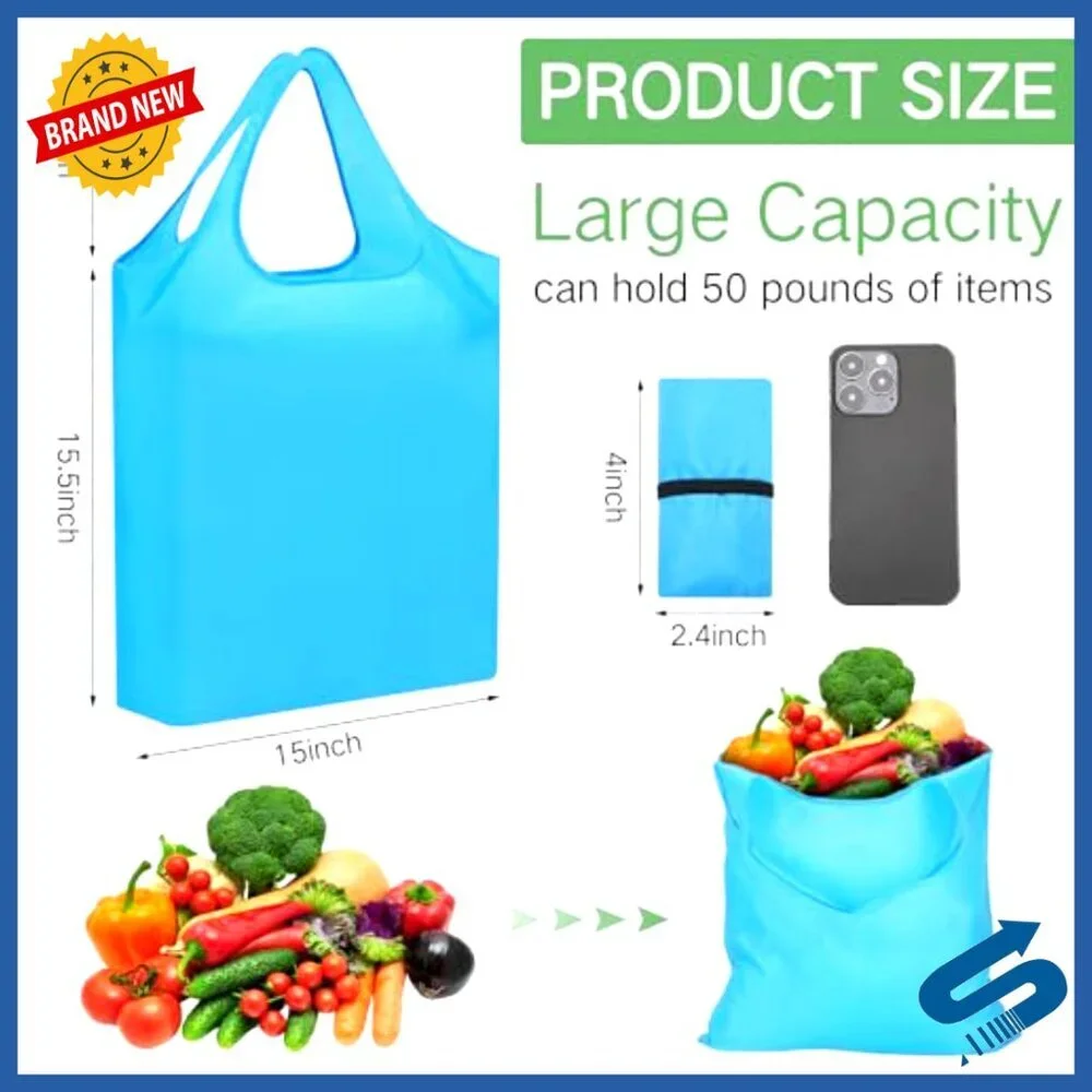 Reusable Grocery Bags Bulk Polyester Foldable Shopping Totes Washable Heavy Duty